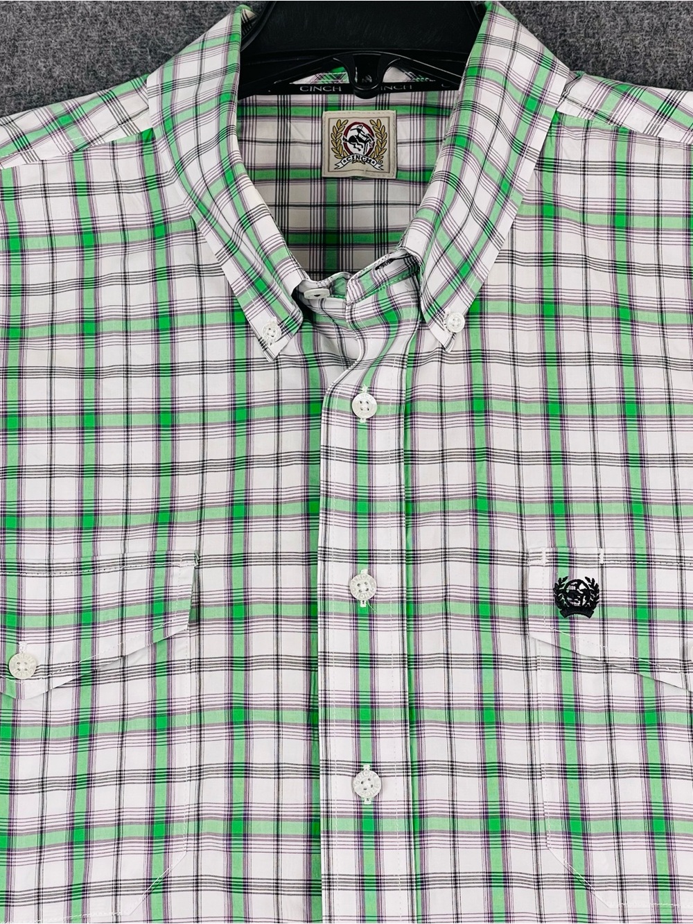 Cinch Button Down Western Long Sleeve Shirt Mens 2XL Green Plaid